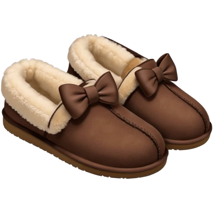 Dark brown UGG slippers with bows emoji