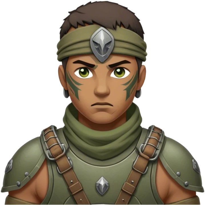 Cinematic Realistic Metal Gear Solid Snake Soldier Portrait, depicted with steely determination and tactical precision. Clad in intricately detailed combat attire in consistent muted greens, browns, and blacks, his rugged, weathered features and piercing eyes exude relentless resolve. Rendered with lifelike texture and dramatic, natural lighting, high shine, noble and stealthy, capturing the essence of a legendary soldier operating in the shadows. emoji