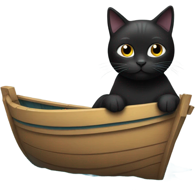 Black cat in a boat  emoji