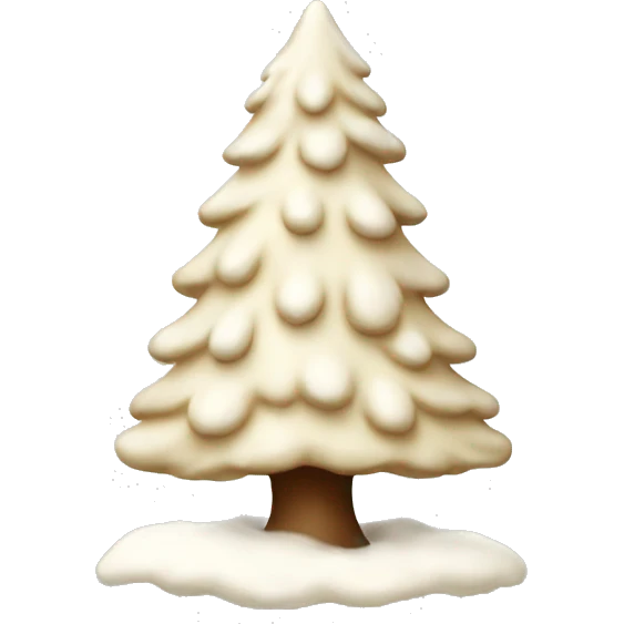 Cream colored Christmas tree with snow  emoji