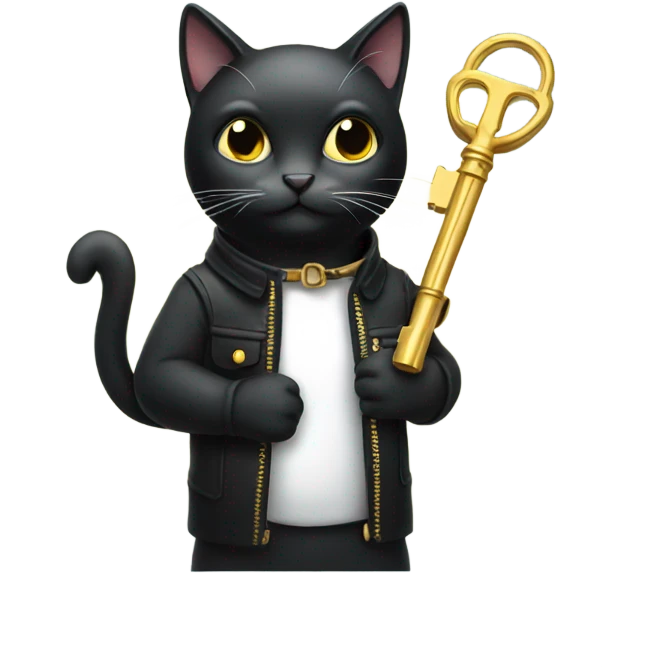 Black cat holding a key emoji