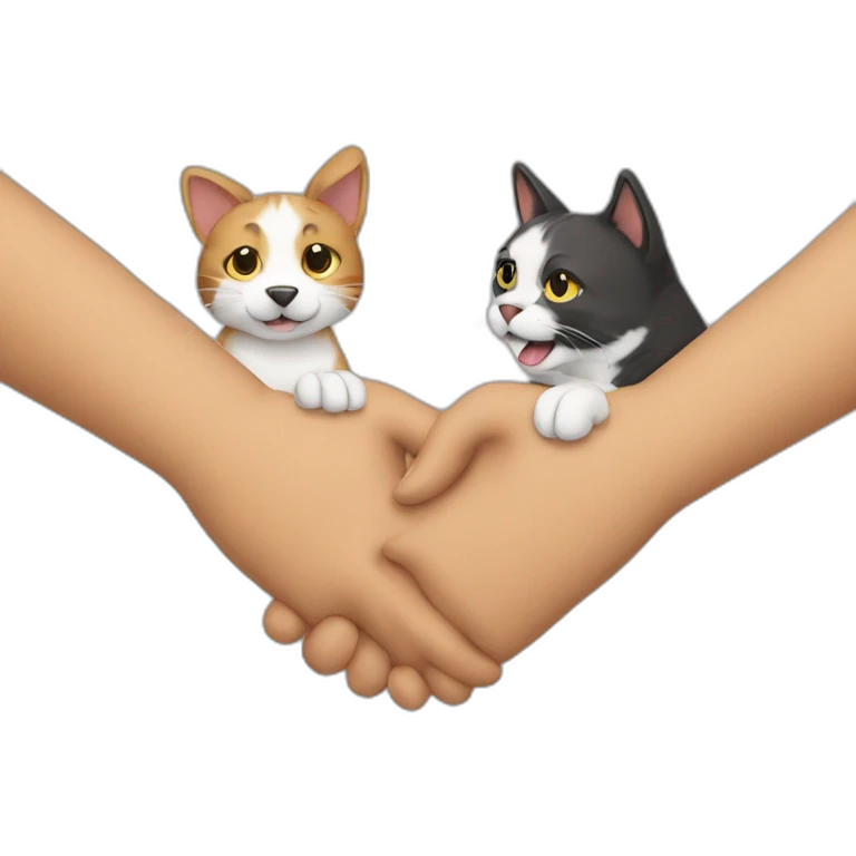 dog holding hands with a cat emoji
