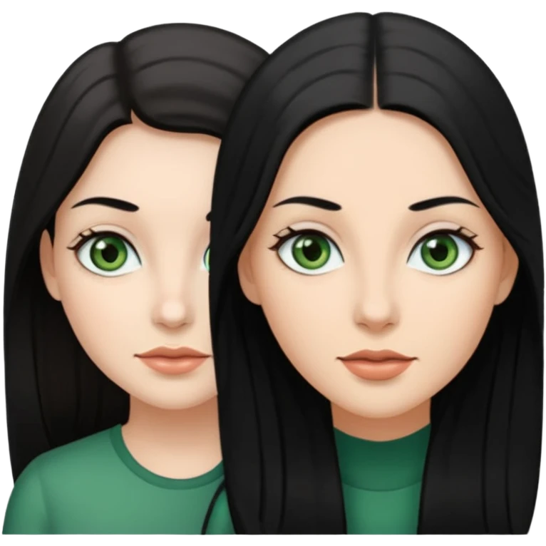 enemies chico pelo negro ojos grises chica pelo castaño largo ojos verdes emoji