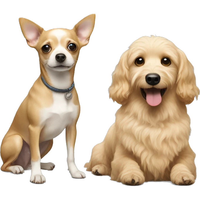 A chihuahua and golden doodle next to each other  emoji