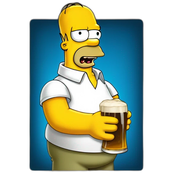 Homer Simpson with beer emoji