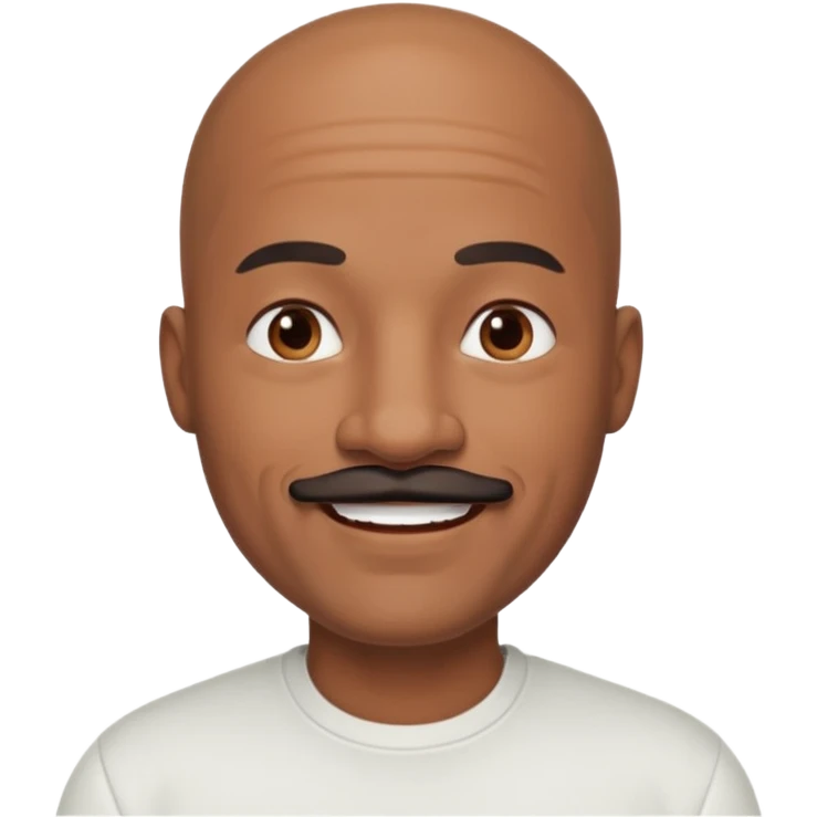 bald black dad with chin mustache smile warmly in white shirt emoji