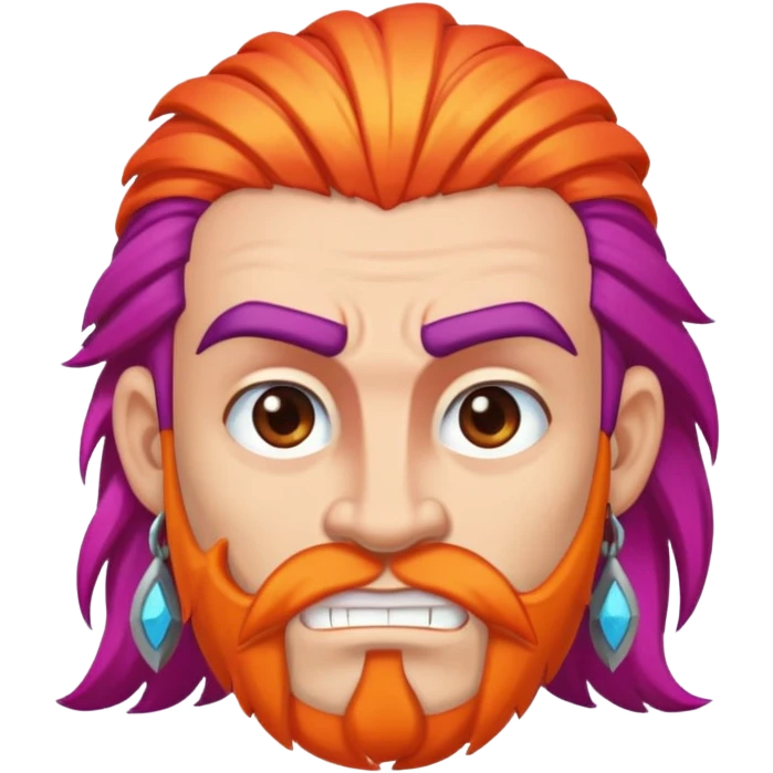 a barbarian with big eyebrows and colourful hair emoji