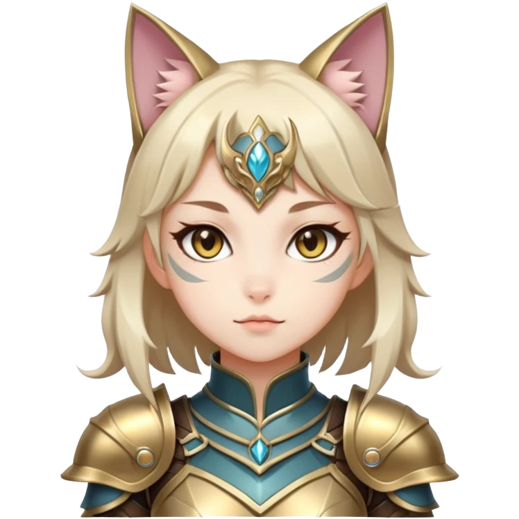 catgirl in fantasy armor, elegant, anime style emoji