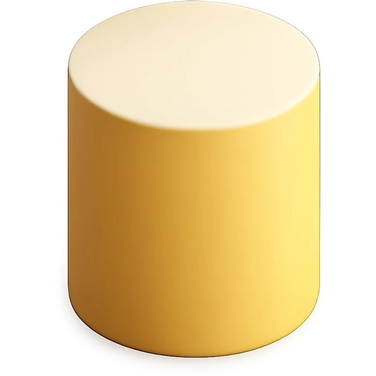 3d style yellow cylinder, matte finish, no text emoji