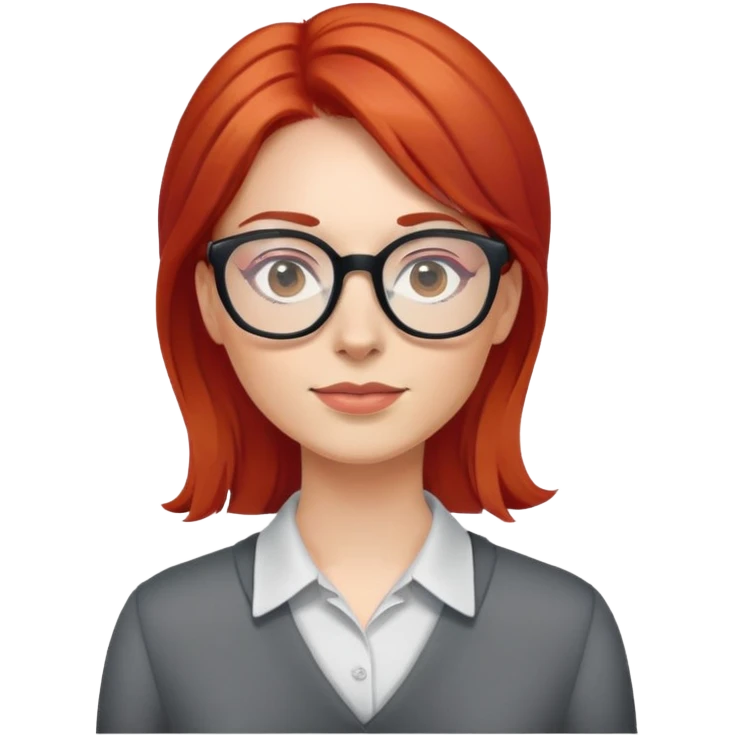 Woman with red hair wearing glasses emoji