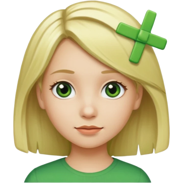  girl with blonde hair and green color hairclip emoji
