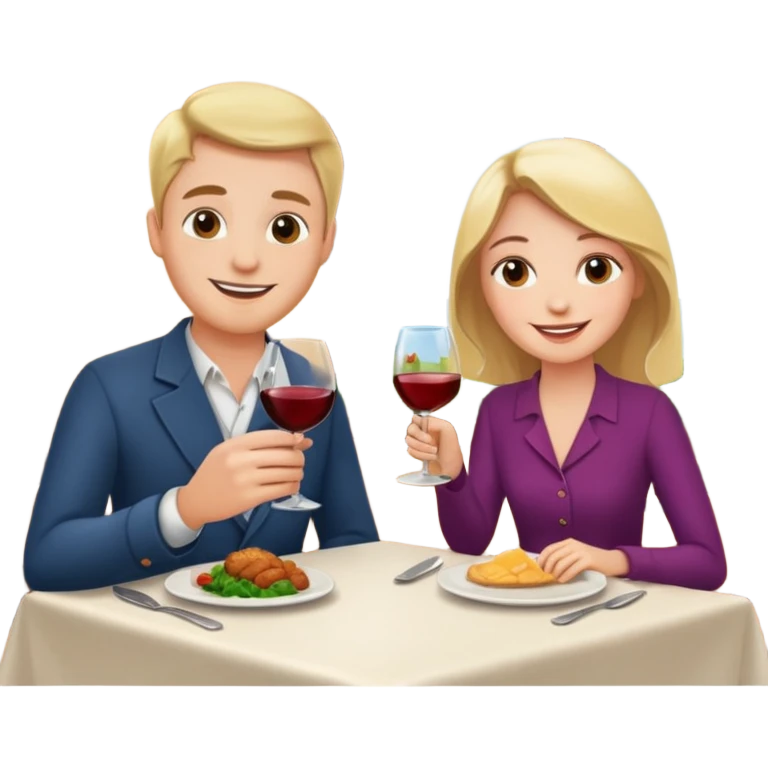  couple sitting and having dinner in a restaurant emoji