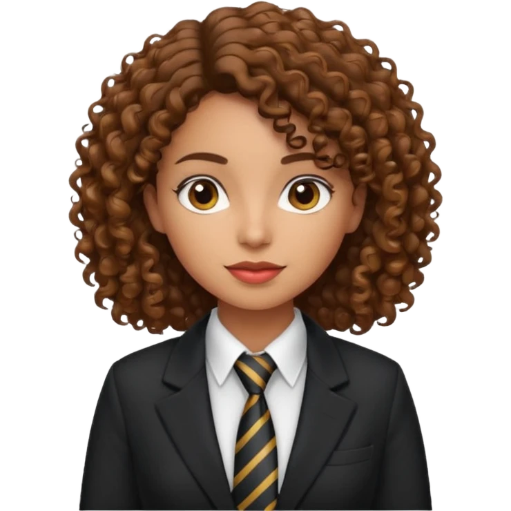 curly brown haired hispanic woman with tie and blazer emoji