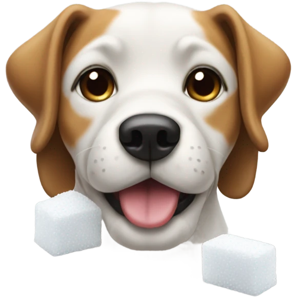 Dog smelling a pile of white sugar emoji