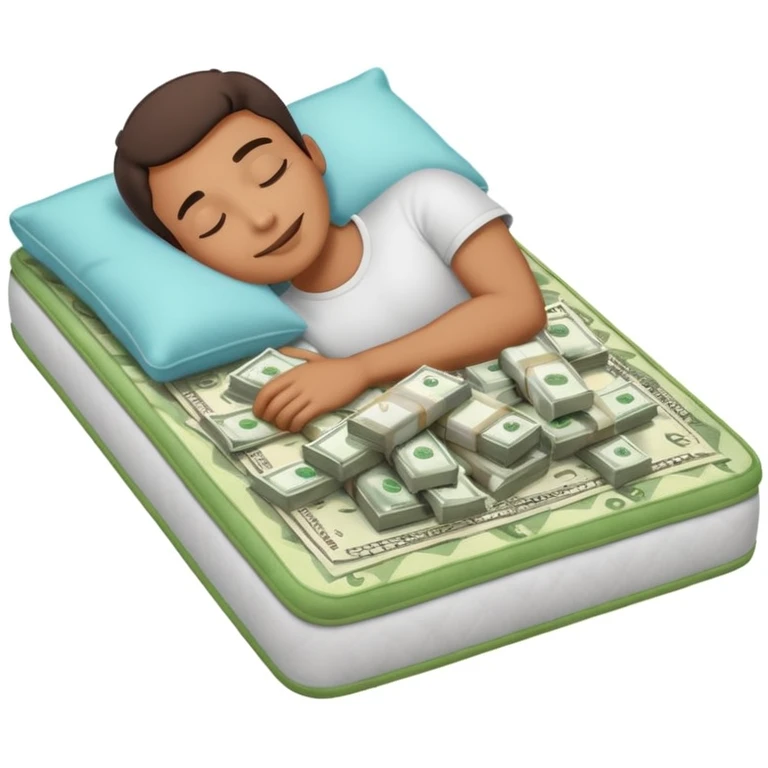 happy person napping on mattress of money emoji
