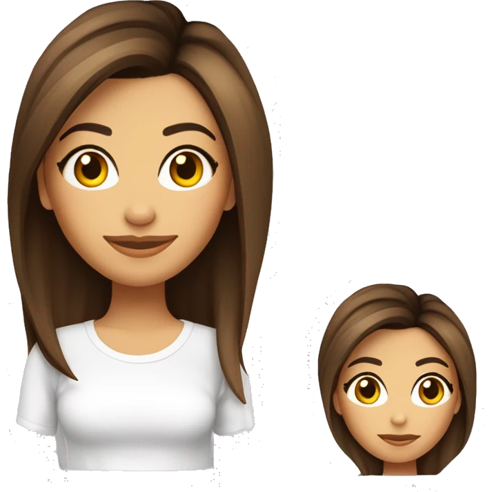 visage 3/4, contrasté, ombre, lumière, expression eva longoria, debout de loin, nez fin, femme brune, yeux noisette, longs cils, cheveux foncés dégradés épaule, t-shirt blanc, jean, baskets blanches emoji