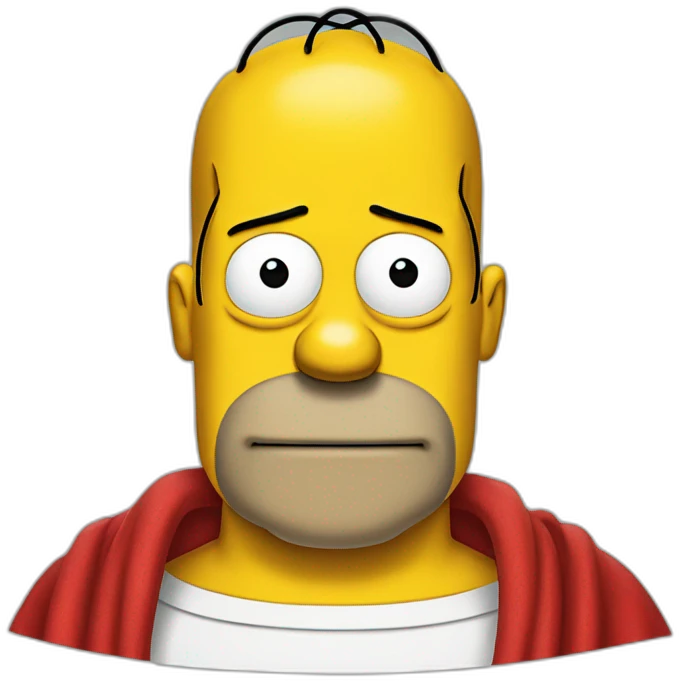 Half body portrait of homer simpson wearing a red cloth emoji