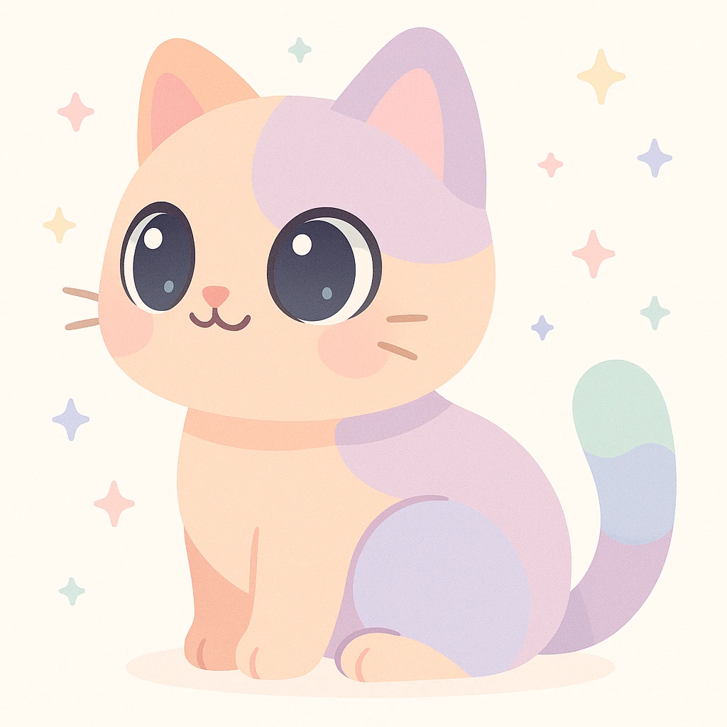 cute cat in profile, big eyes, pastel colors emoji