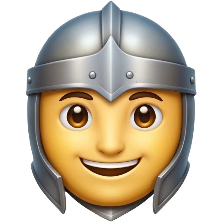Clash of Clans aesthetic Playful Knight Portrait Emoji, Head tilted with a subtle, cheeky smile peeking from beneath an open helm, showcasing a compact, stylized armored build with bright, expressive eyes in natural skin tone, Simplified yet irresistibly charming features, highly detailed, glowing with a warm, inviting metallic glow, high shine, spirited and approachable, stylized with an air of whimsical chivalry, soft glowing outline, capturing the essence of a playful knight exuding friendly valor! emoji