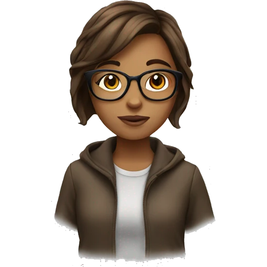 girl brown hair glasses emoji