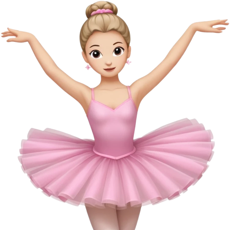 A graceful ballerina in a pink tutu, spinning lightly with arms curved elegantly.
 emoji
