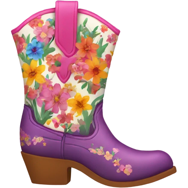 vibrant floral cowboy boot emoji