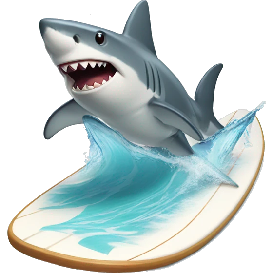 Shark on a surf board  emoji