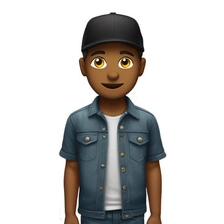 niño gorra y camisa negra emoji