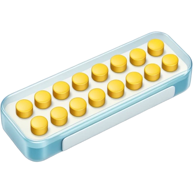 single blister strip or a pair of small tablets or capsules in muted tones (white, pale yellow, or light pink), clean clinical shape, smooth finish, pills placed simply, no branding or packaging details, soft lighting, subtle shadows, emoji scale emoji