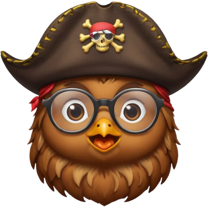 chick animal with glasses, pirate emoji
