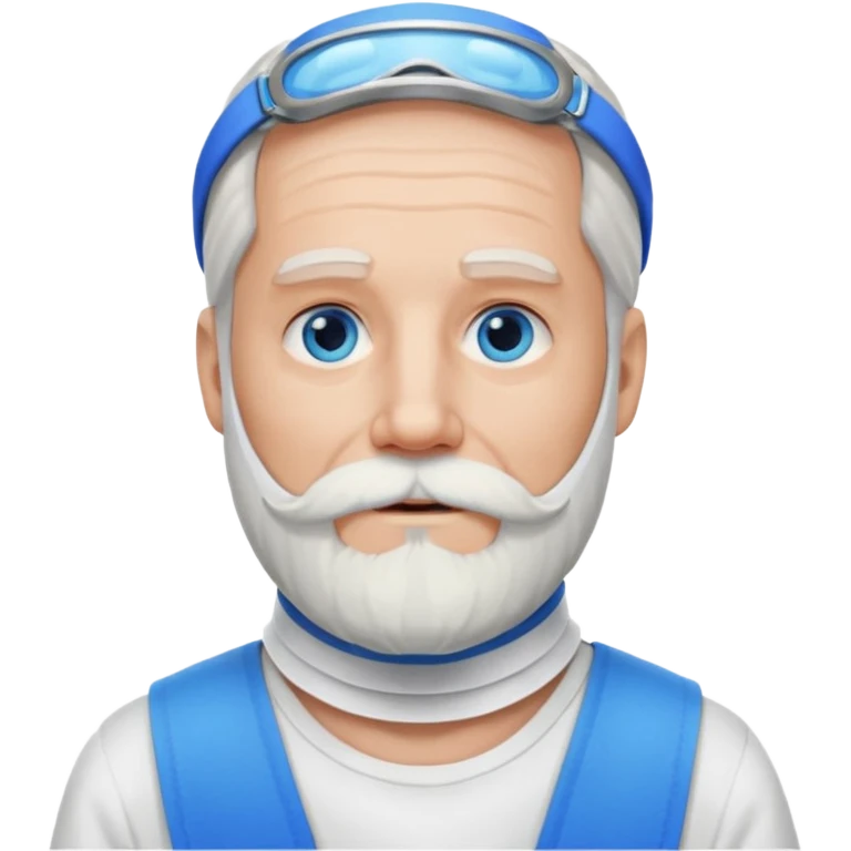 Older man with a long beard, a neck brace, and blue eyes. emoji