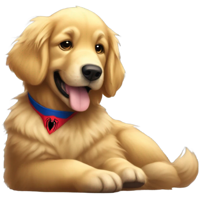 Golden Retriever Ln. on Spider-Man’s lap emoji