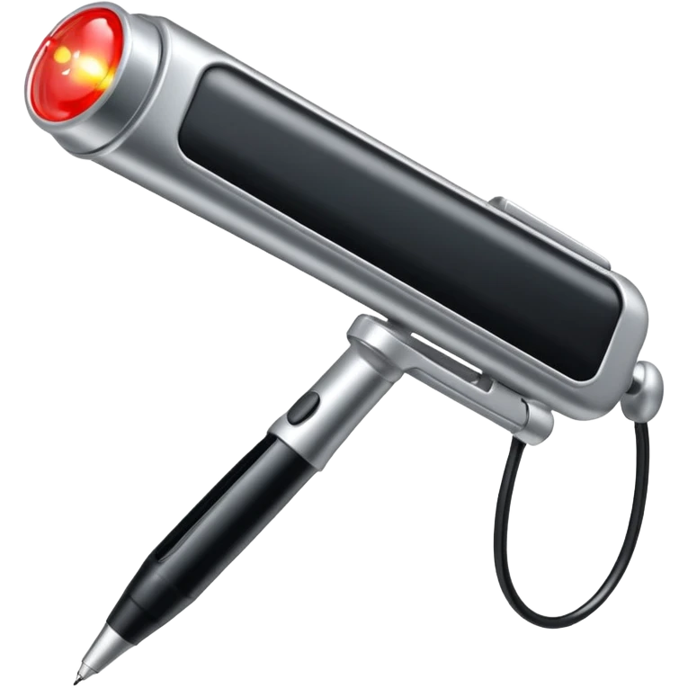 the neuralyzer from Men in Black movies; an expandable silver probe with a pocket clip like a pen with a red light at the tip emoji