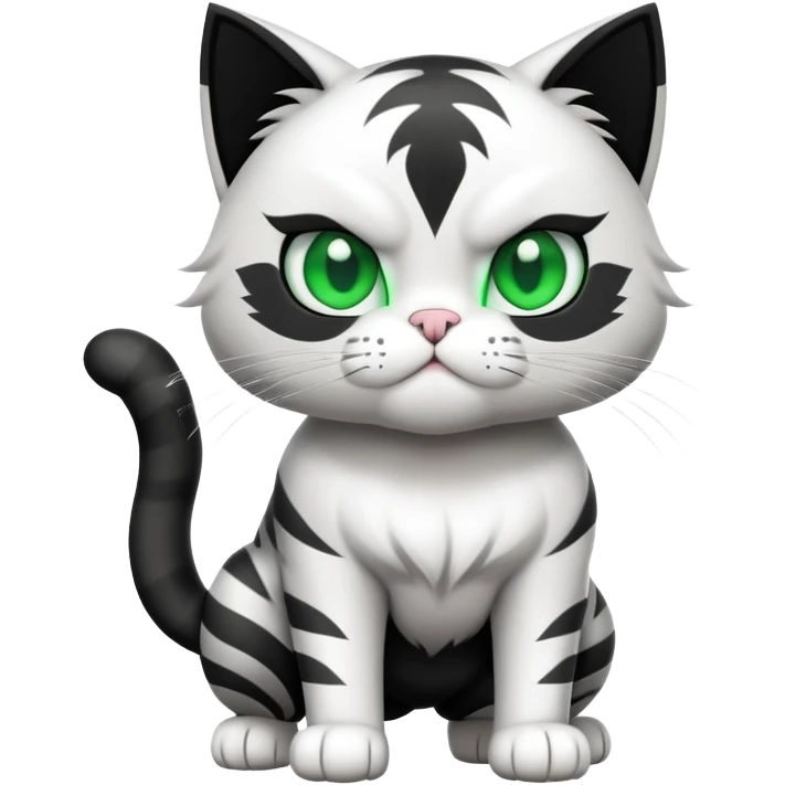 Super Hyper Muscular Cat with a 10 pack full body black and white and green eyes  emoji