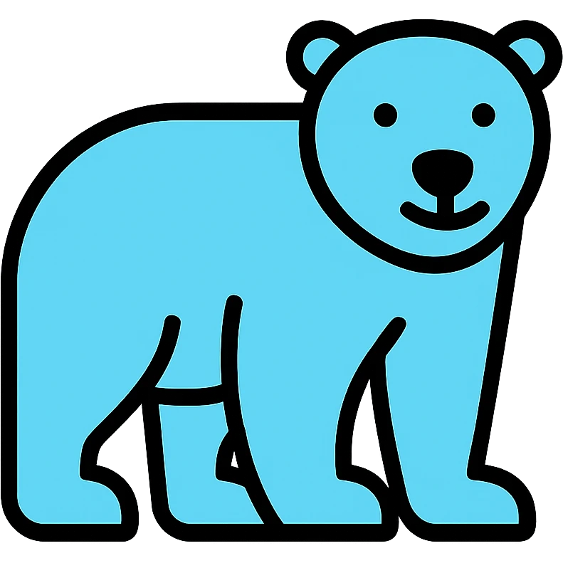 polar bear, lineal color icon with black outlines, simple and modern emoji
