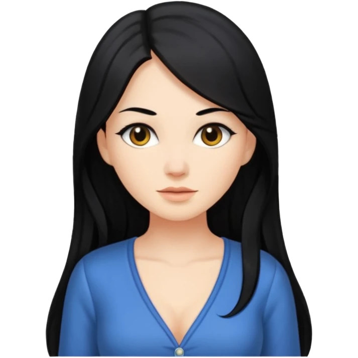 Mulher cabelos longos e pretos com blusa decotada  emoji