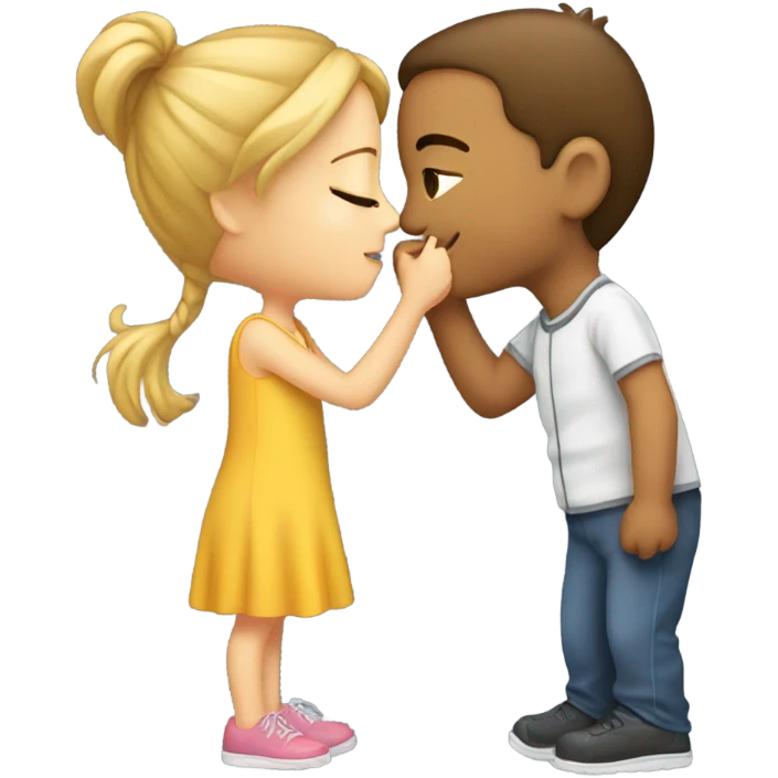Girl giving cheeck kiss to a boy emoji