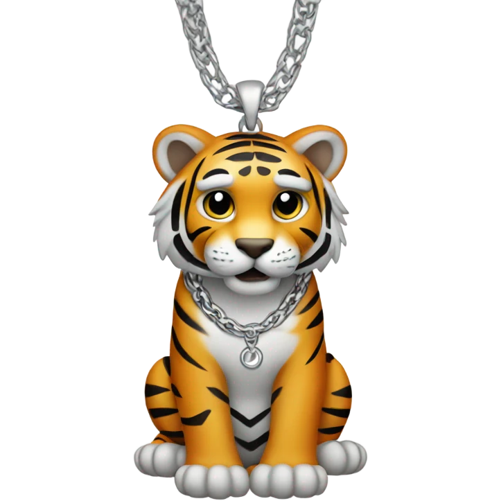 Tiger wearing a silver chain necklace  emoji