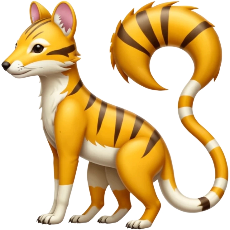 Colorful tropical exotic shiny white beautiful fantasy-Thylacine-Vernid-Cacomistle-Oncilla-animal-Fakémon-hybrid-fursona (full body) emoji