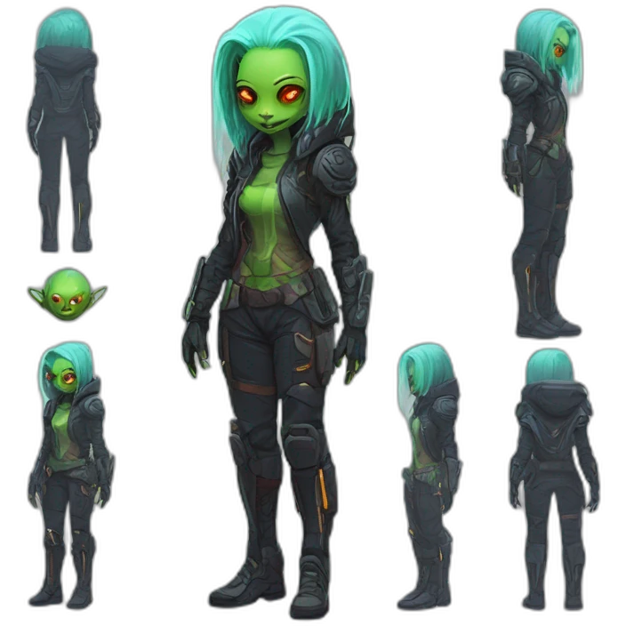 cyberpunk alien character desing scifi roguelike rpg style inspired by slay the spire digital art emoji
