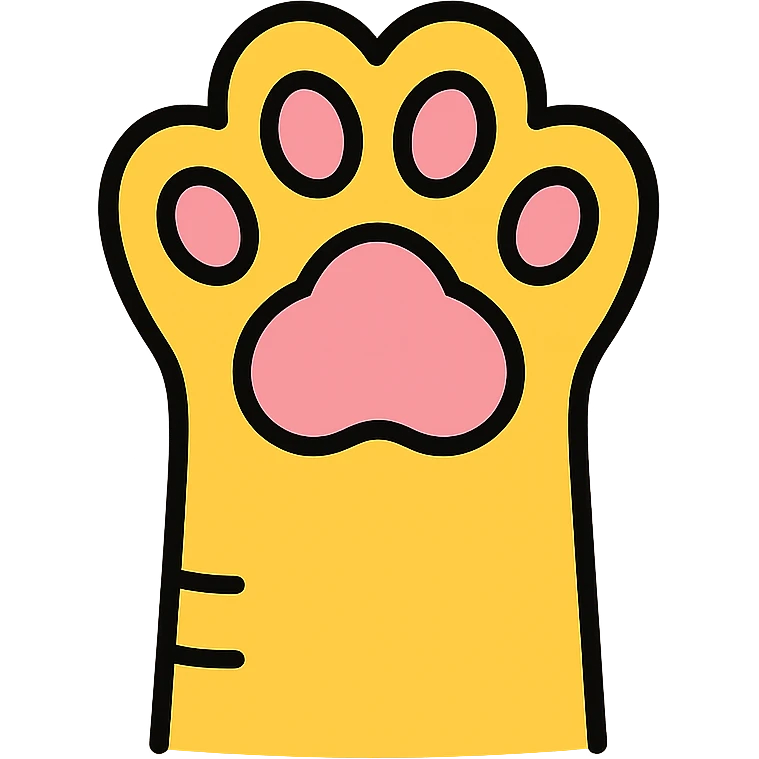 Cat paw with pink paw pads, cute feline paw with visible soft pink pads underneath emoji