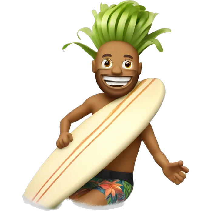 Maui onion riding a wave on a surf board  emoji