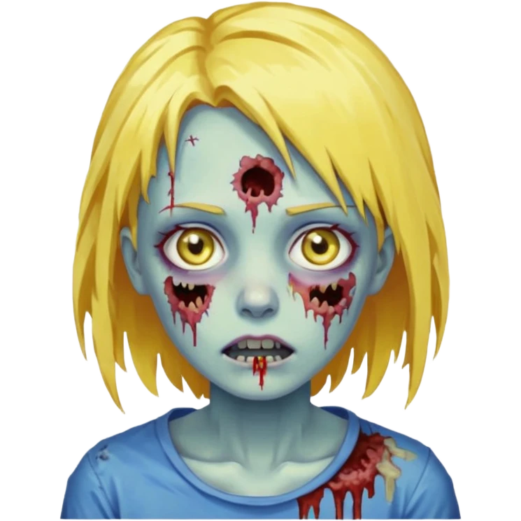 zombie girl yellow hair and blue eyes pixeled emoji