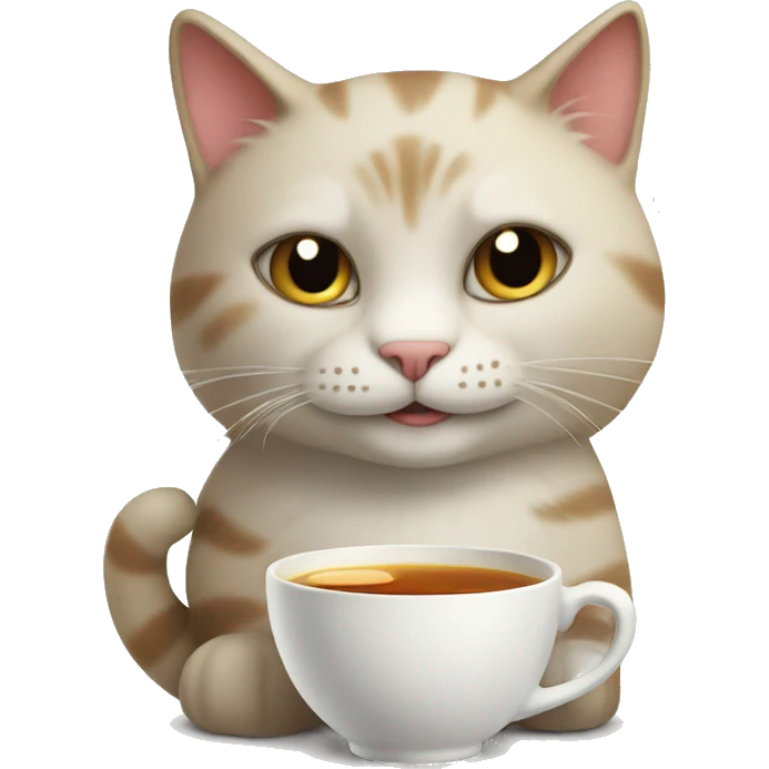 Smiling cat with cup of tea emoji