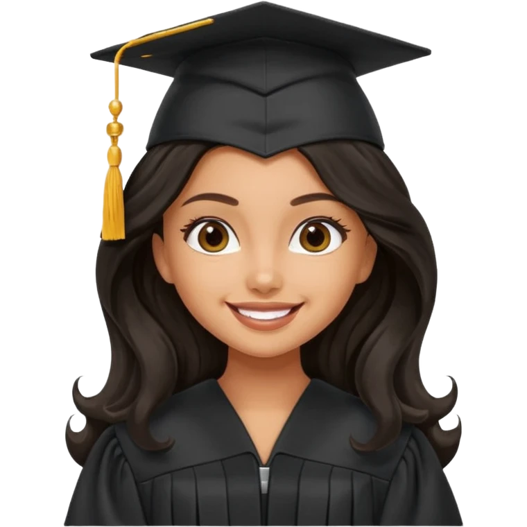 a pretty tan bratz girl with black wavy long hair graduating emoji