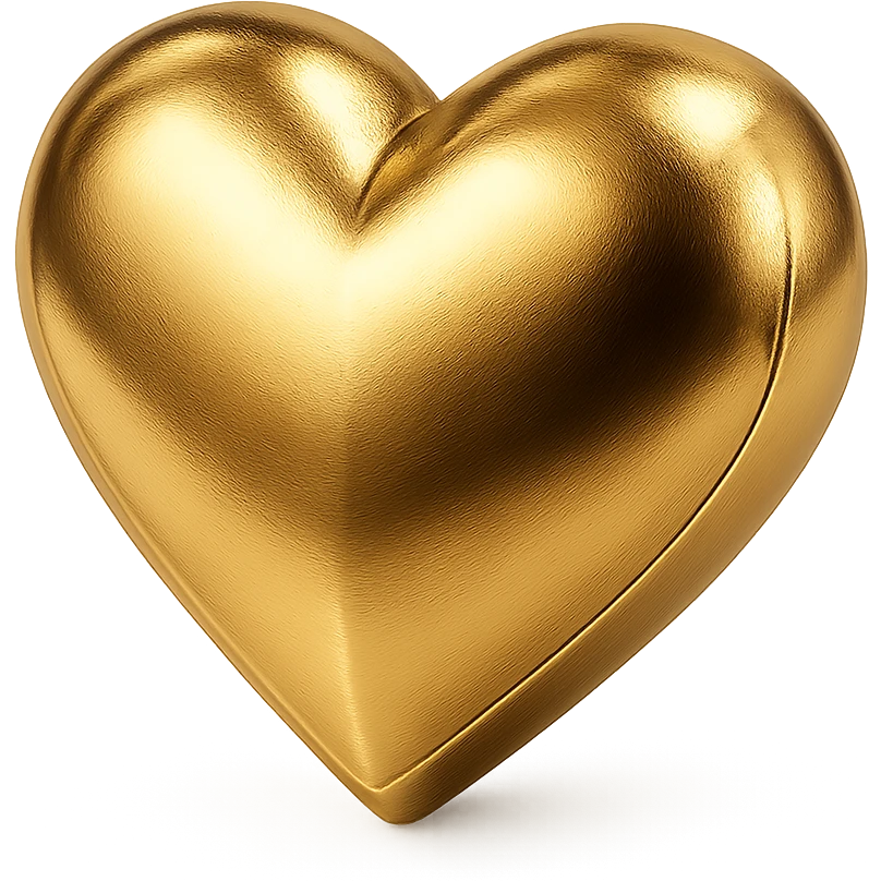 purple heart, gold style, shiny metallic, no text emoji