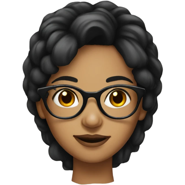 black haired girl with glasses portrait emoji