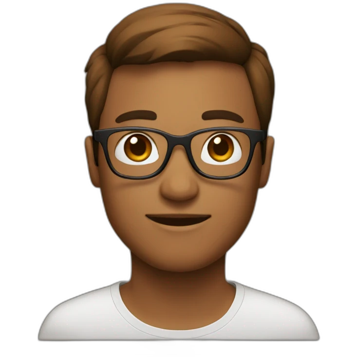 tech person, brown hear, glasses emoji