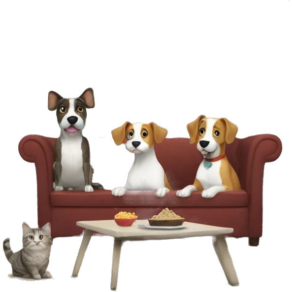 2 dogs and 1 cat watching TV emoji