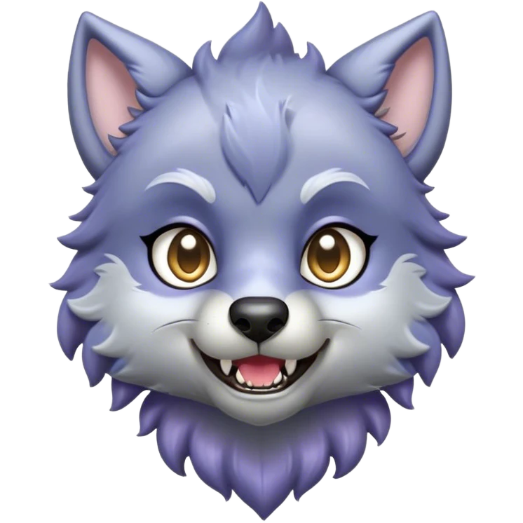 Cinematic Cute Werewolf Portrait Emoji, with a cuddly, miniature lupine form in soft moonlit grays and silvers, featuring oversized sparkling eyes and a sweet, endearing snarl, simplified yet irresistibly adorable, highly detailed with a gentle glowing outline that captures the playful, heartwarming essence of a little werewolf! emoji